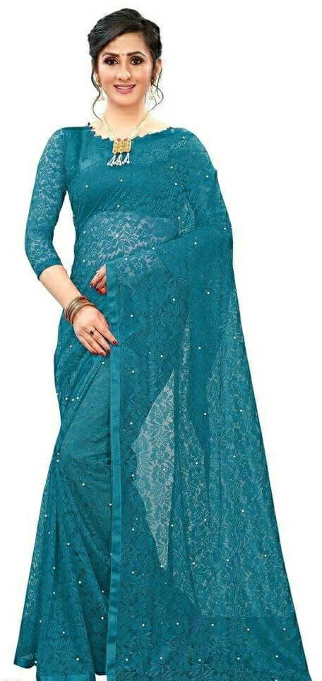     			SAREEYA16 Net Printed Regular Saree With Unstitched Blouse Piece ( Light Green )