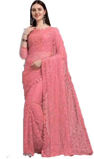 SAREEYA16 Net Printed Regular Saree With Unstitched Blouse Piece ( Magenta ) SAREEYA16 Net Printed Regular Saree With Unstitched Blouse Piece ( Magenta )