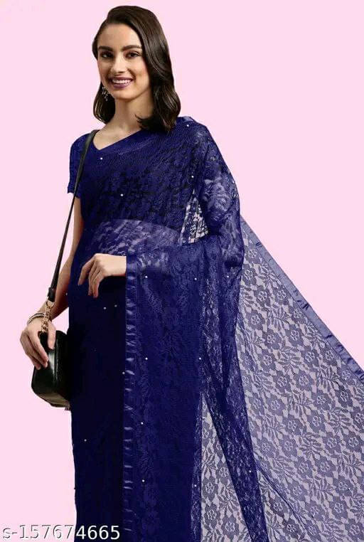 SAREEYA16 Net Self Design Regular Saree With Unstitched Blouse Piece ( Blue ) SAREEYA16 Net Self Design Regular Saree With Unstitched Blouse Piece ( Blue )
