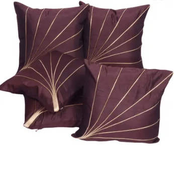 SHADAB Set of 5 Silk Thread Work Square Cushion Cover (40X40)cm - Brown SHADAB Set of 5 Silk Thread Work Square Cushion Cover (40X40)cm - Brown