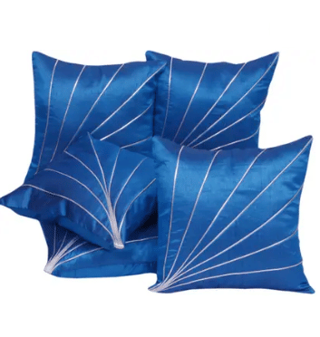 SHADAB Set of 5 Silk Thread Work Square Cushion Cover (40X40)cm - Blue SHADAB Set of 5 Silk Thread Work Square Cushion Cover (40X40)cm - Blue