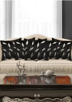 SHADAB Set of 5 Velvet Striped Square Cushion Cover (40X40)cm - Black SHADAB Set of 5 Velvet Striped Square Cushion Cover (40X40)cm - Black