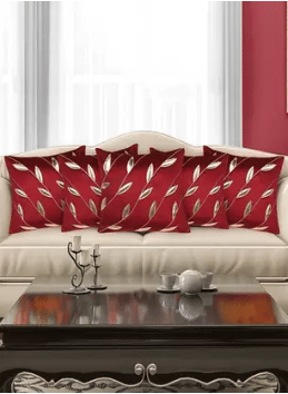     			SHADAB Set of 5 Velvet Striped Square Cushion Cover (40X40)cm - Maroon