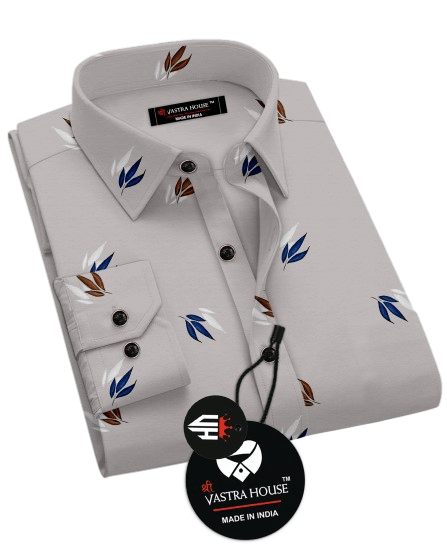     			SHREE VASTRA HOUSE Cotton Blend Regular Fit Printed Full Sleeves Men's Casual Shirt - Grey ( Pack of 1 )