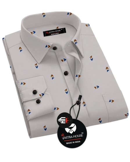 SHREE VASTRA HOUSE Cotton Blend Regular Fit Printed Full Sleeves Men's Casual Shirt - Grey ( Pack of 1 ) SHREE VASTRA HOUSE Cotton Blend Regular Fit Printed Full Sleeves Men's Casual Shirt - Grey ( Pack of 1 )