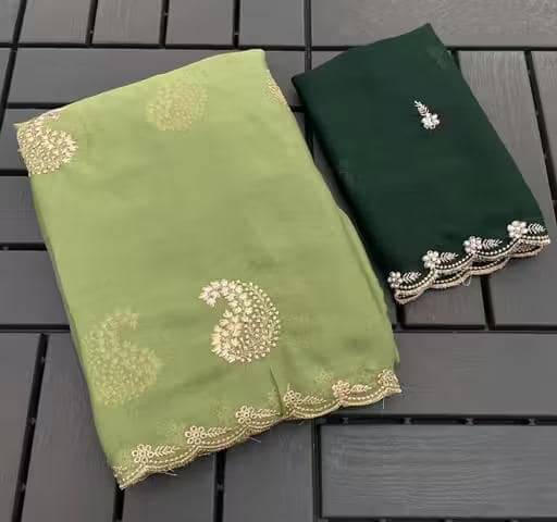 Sitanjali Georgette Embellished Regular Saree With Unstitched Blouse Piece ( Green ) Sitanjali Georgette Embellished Regular Saree With Unstitched Blouse Piece ( Green )