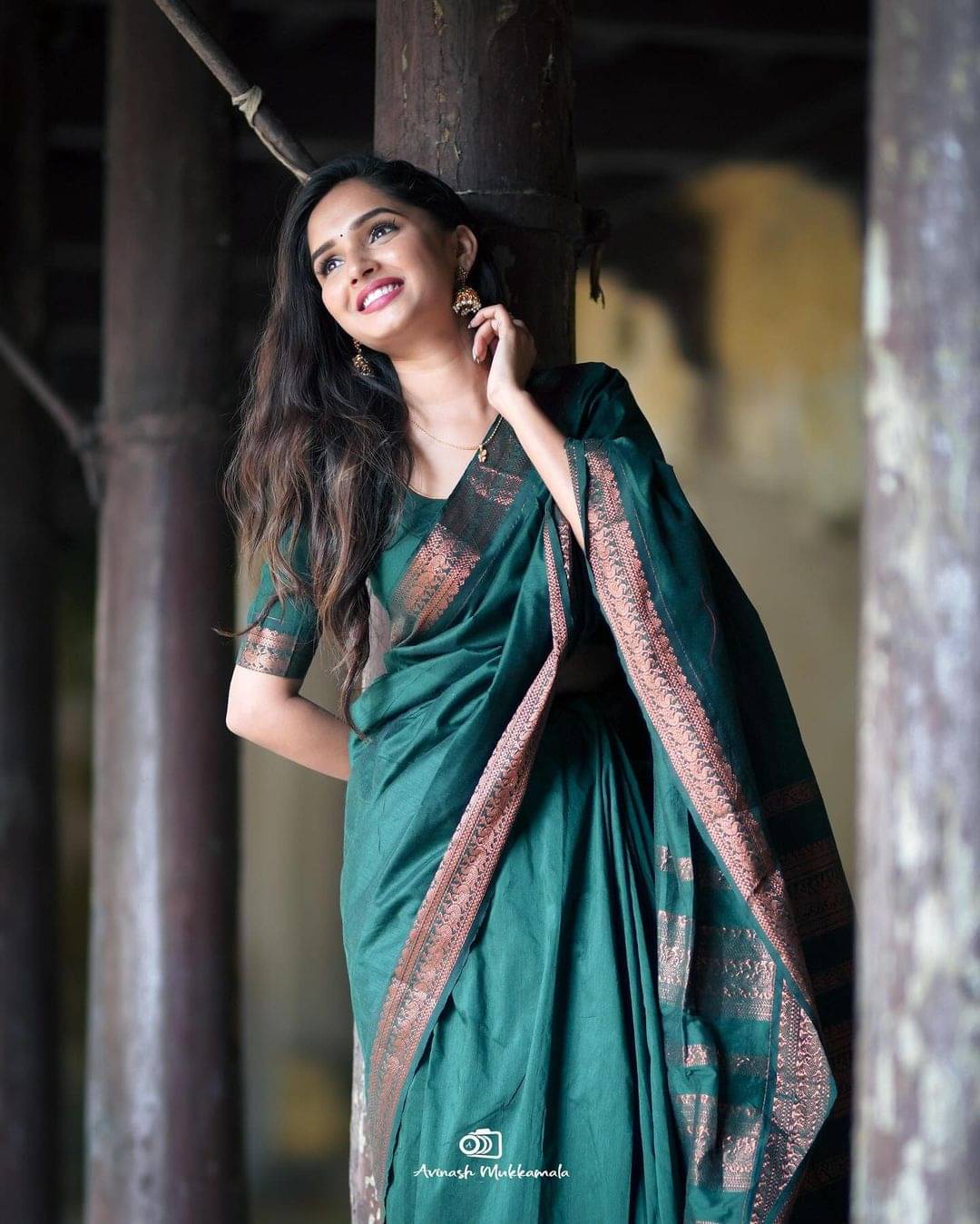     			THE PRIVATE LABLE Linen Printed Banarasi saree With Unstitched Blouse Piece ( Green )