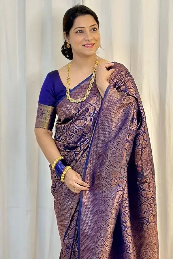 THE PRIVATE LABLE Linen Printed Banarasi saree With Unstitched Blouse Piece ( Blue ) THE PRIVATE LABLE Linen Printed Banarasi saree With Unstitched Blouse Piece ( Blue )