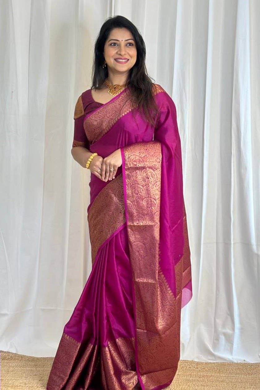 THE PRIVATE LABLE Linen Printed Banarasi saree With Unstitched Blouse Piece ( Pink ) THE PRIVATE LABLE Linen Printed Banarasi saree With Unstitched Blouse Piece ( Pink )
