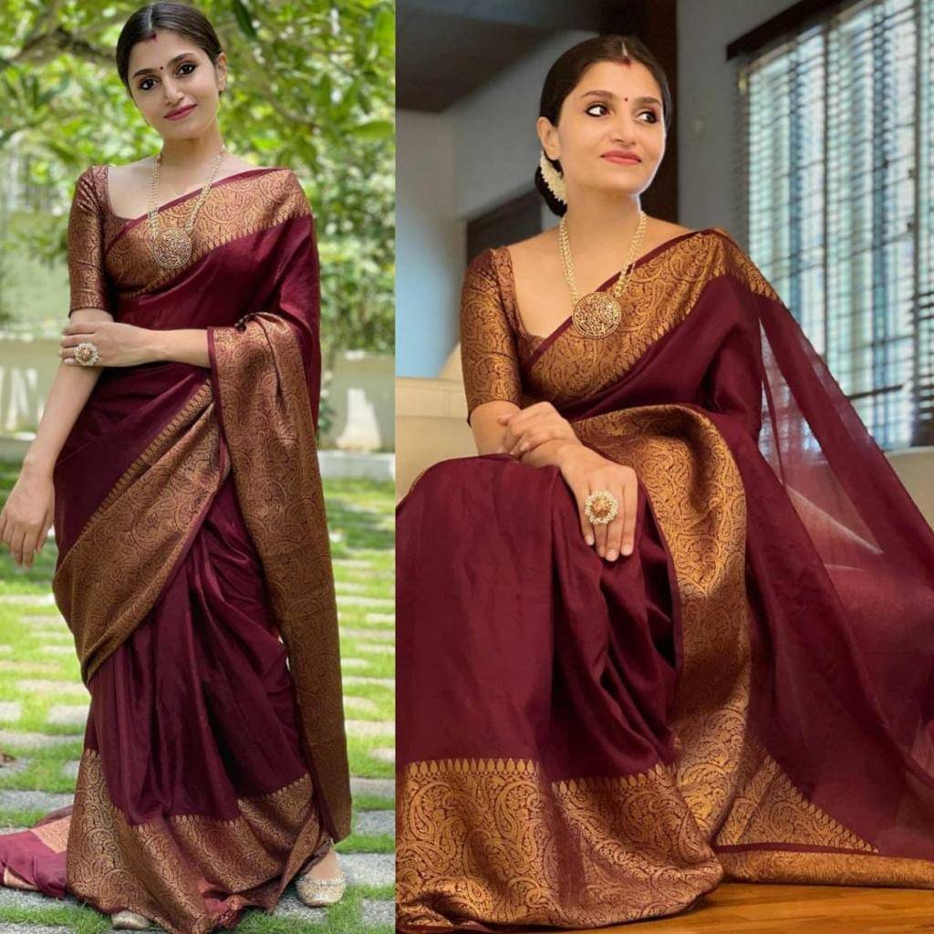     			THE PRIVATE LABLE Linen Printed Banarasi saree With Unstitched Blouse Piece ( Red )