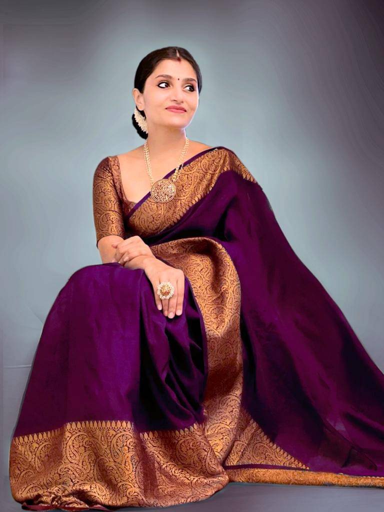     			THE PRIVATE LABLE Linen Printed Banarasi saree With Unstitched Blouse Piece ( Wine )