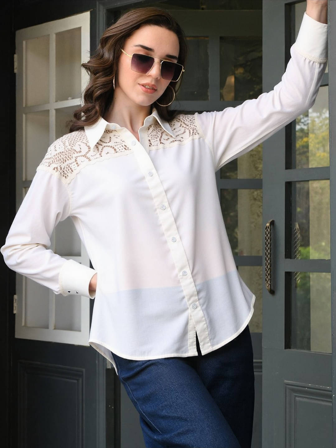     			THECLASSICTOGS Women Solid Rayon Shirt ( White )
