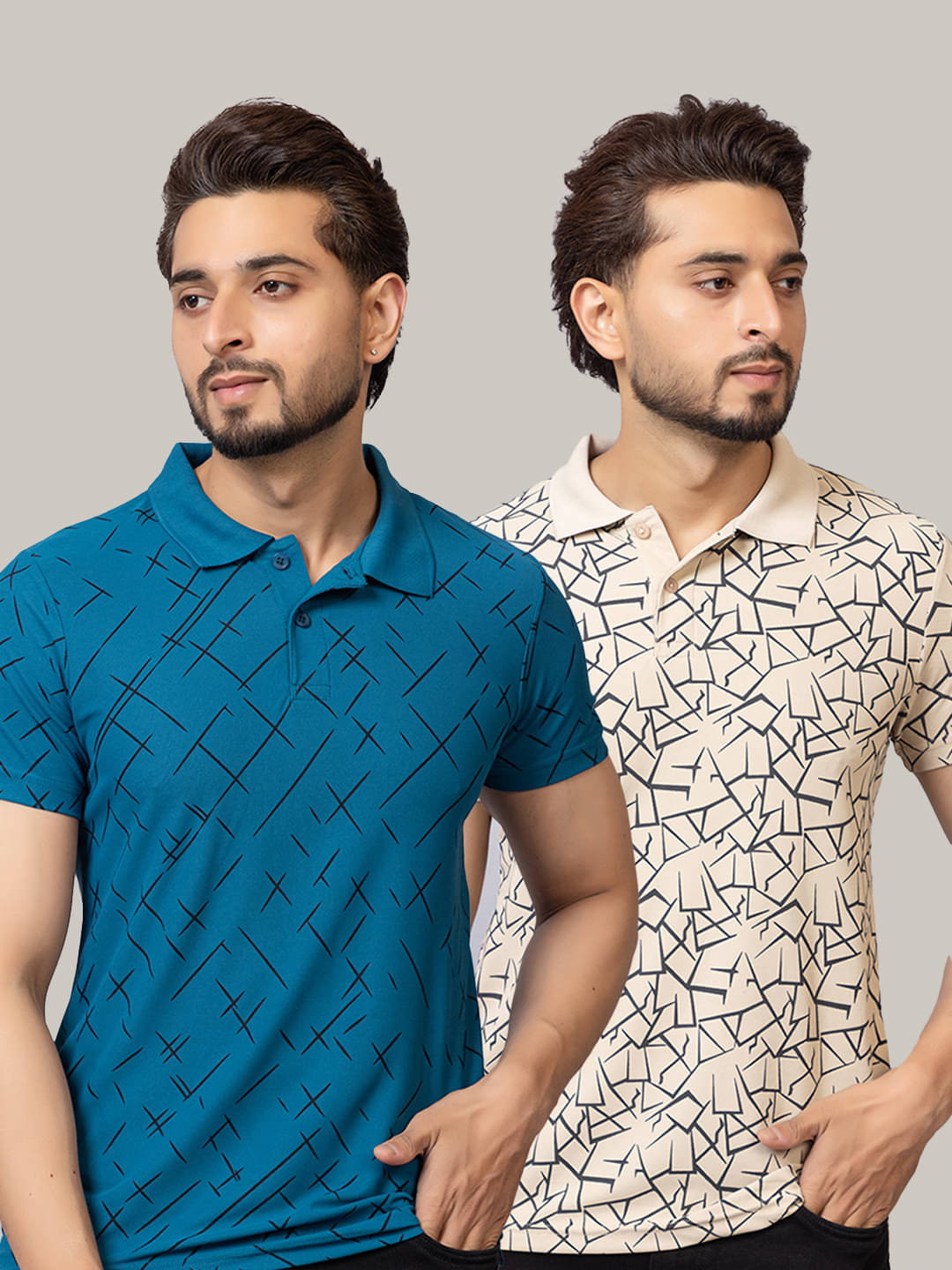     			TRIUS Men Cotton Blend Regular Fit Printed Polo T Shirt ( Teal Blue )