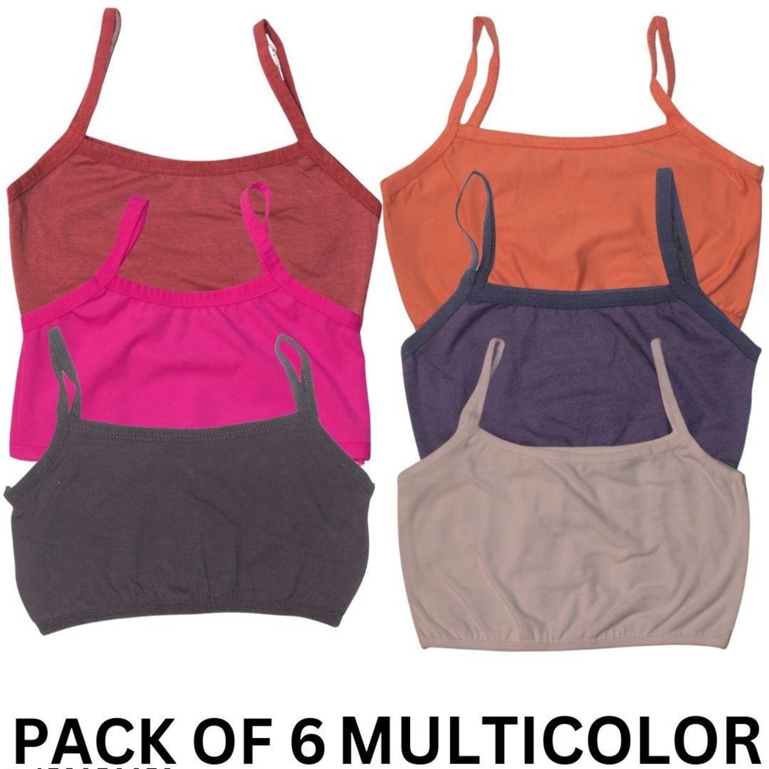     			VELVIZHI Pack of 6 Cotton Blend Non Padded T-Shirt Bra For Women ( Multicolor )