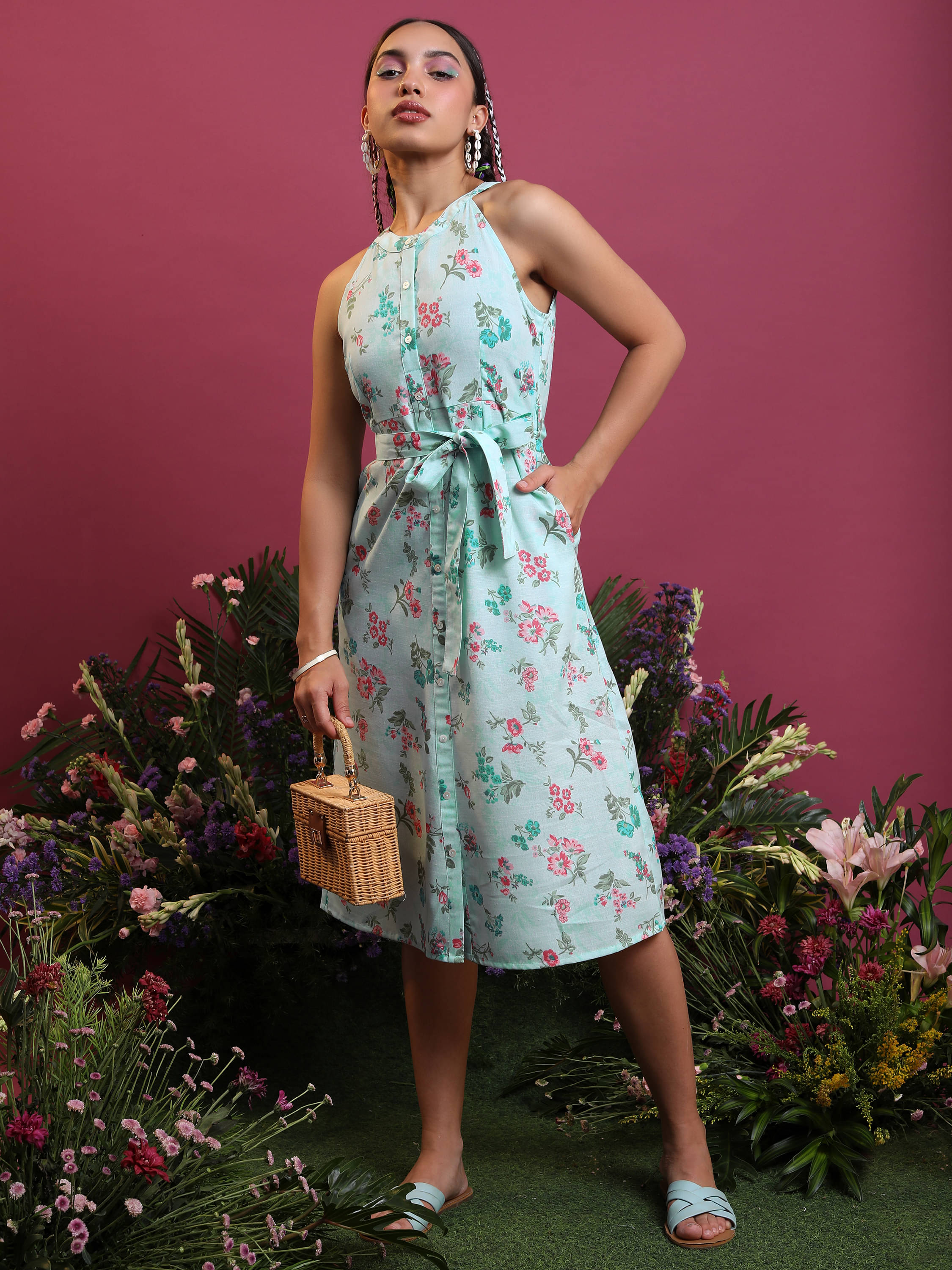 Vishudh Women Polyester Printed A-line Dress ( Multi Color ) Vishudh Women Polyester Printed A-line Dress ( Multi Color )