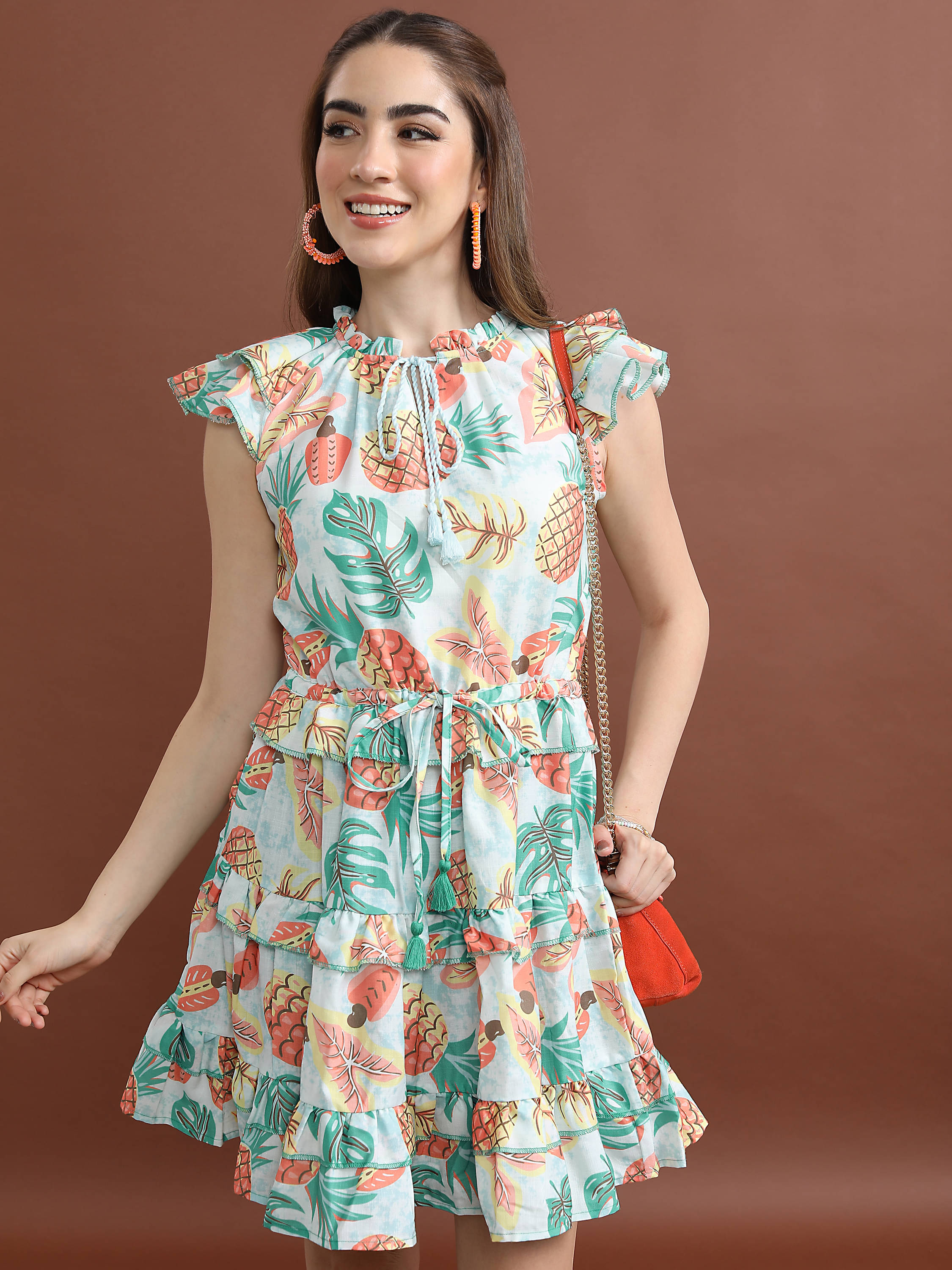 Vishudh Women Polyester Printed Fit & Flare Dress ( Blue )     			Vishudh Women Polyester Printed Fit & Flare Dress ( Blue )