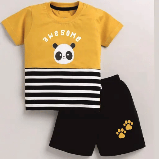 WESEVEN Pack of 1 Unisex Cotton Blend T-Shirt & Shorts Set ( Mustard ) WESEVEN Pack of 1 Unisex Cotton Blend T-Shirt & Shorts Set ( Mustard )