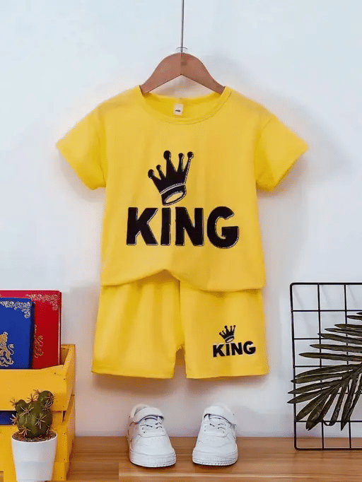 WESEVEN Pack of 1 Unisex Cotton Blend T-Shirt & Shorts Set ( Mustard ) WESEVEN Pack of 1 Unisex Cotton Blend T-Shirt & Shorts Set ( Mustard )