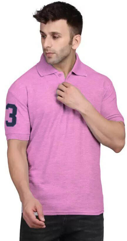     			eddicted Men Cotton Blend Regular Fit Solid Polo T Shirt ( Pink )