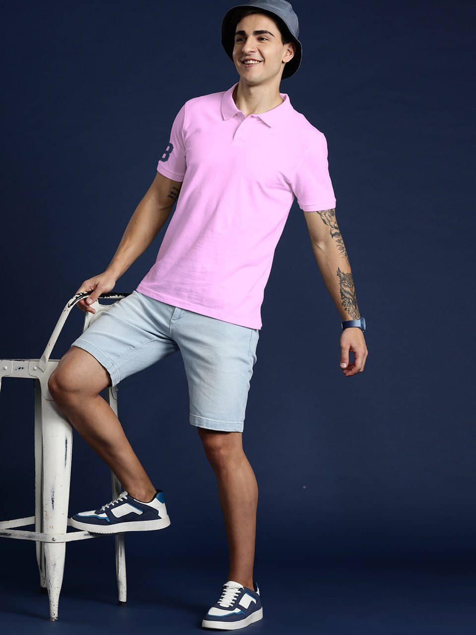 eddicted Men Cotton Blend Regular Fit Solid Polo T Shirt ( Pink ) eddicted Men Cotton Blend Regular Fit Solid Polo T Shirt ( Pink )