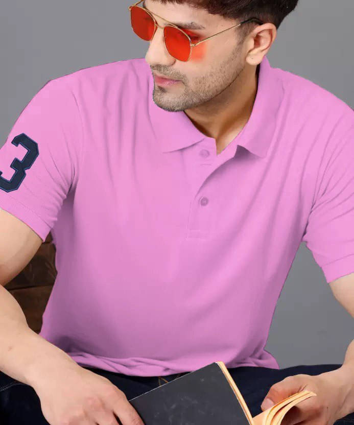     			eddicted Men Cotton Blend Regular Fit Solid Polo T Shirt ( Pink )