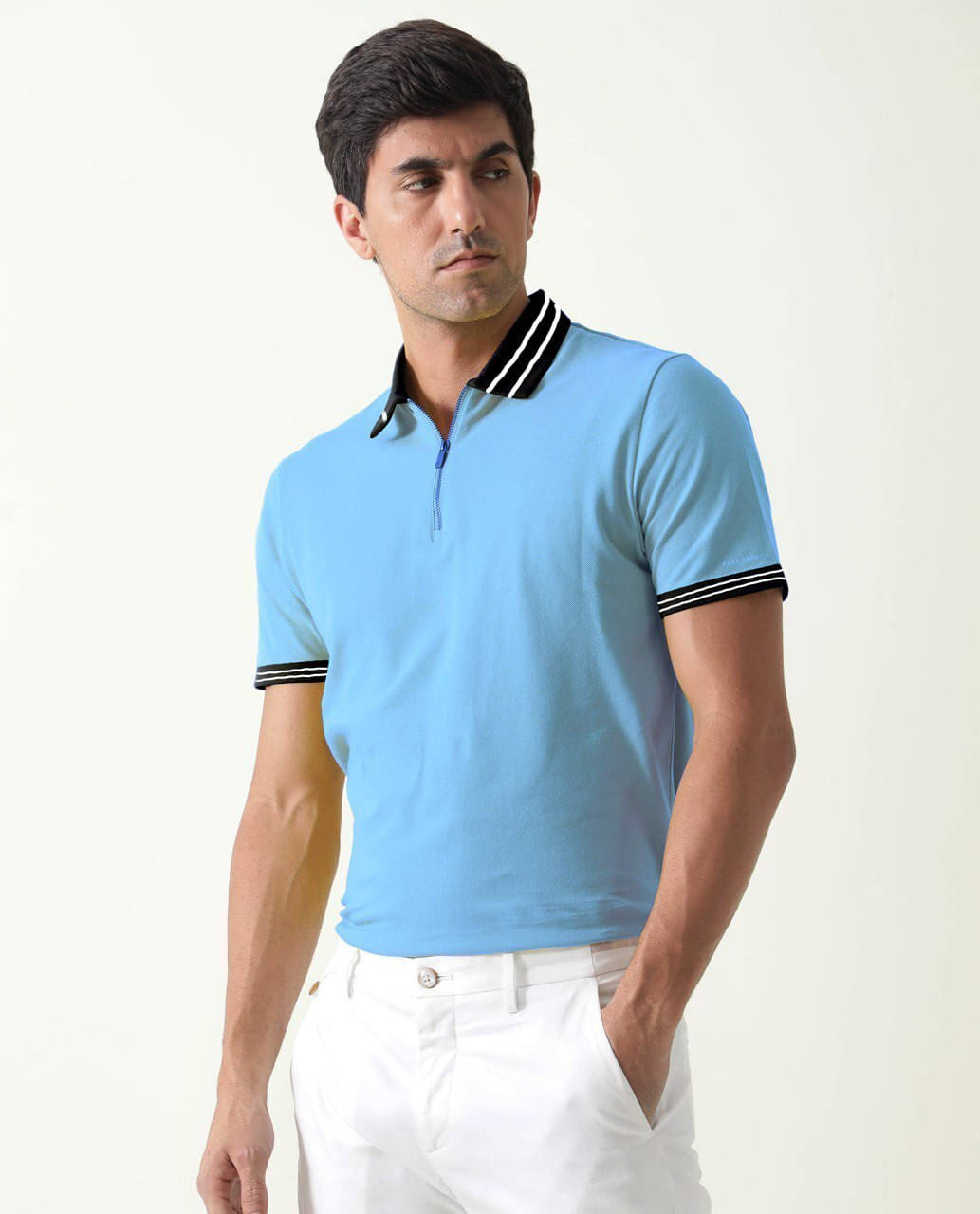 eddicted Men Cotton Blend Regular Fit Solid Polo T Shirt ( Blue )     			eddicted Men Cotton Blend Regular Fit Solid Polo T Shirt ( Blue )