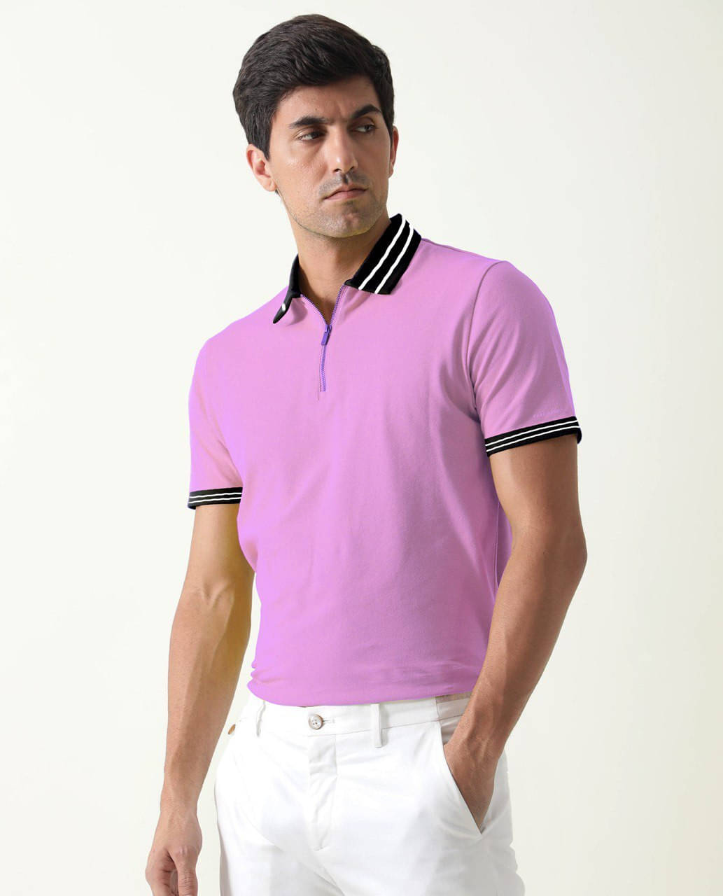     			eddicted Men Cotton Blend Regular Fit Solid Polo T Shirt ( Pink )