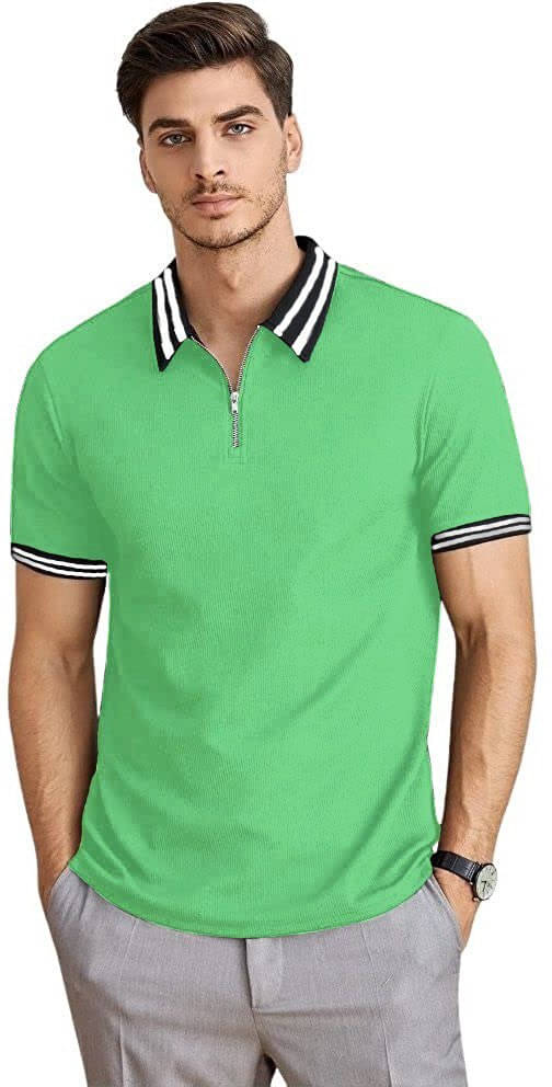 eddicted Men Cotton Blend Regular Fit Solid Polo T Shirt ( Green ) eddicted Men Cotton Blend Regular Fit Solid Polo T Shirt ( Green )