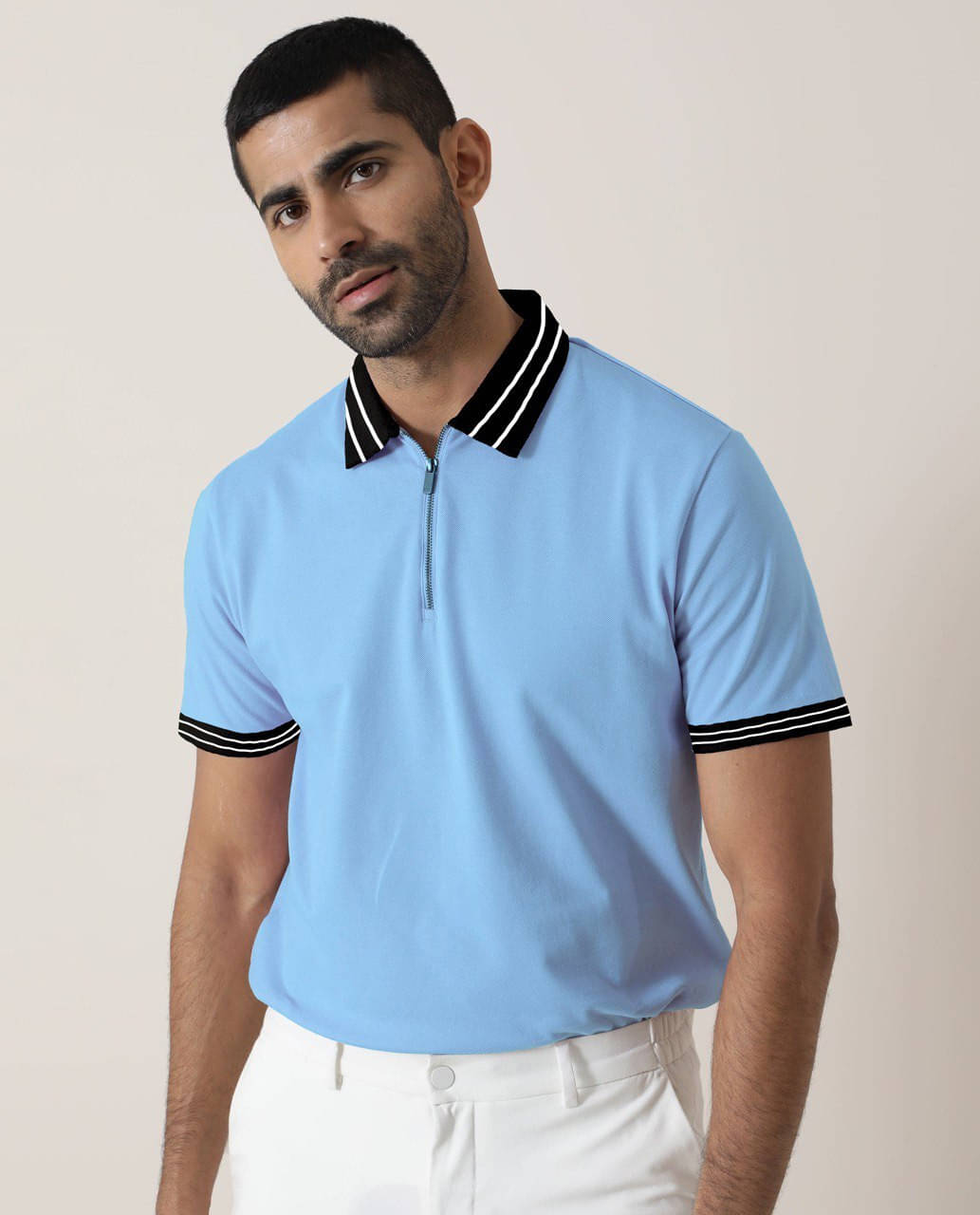 eddicted Men Cotton Blend Regular Fit Solid Polo T Shirt ( Blue ) eddicted Men Cotton Blend Regular Fit Solid Polo T Shirt ( Blue )