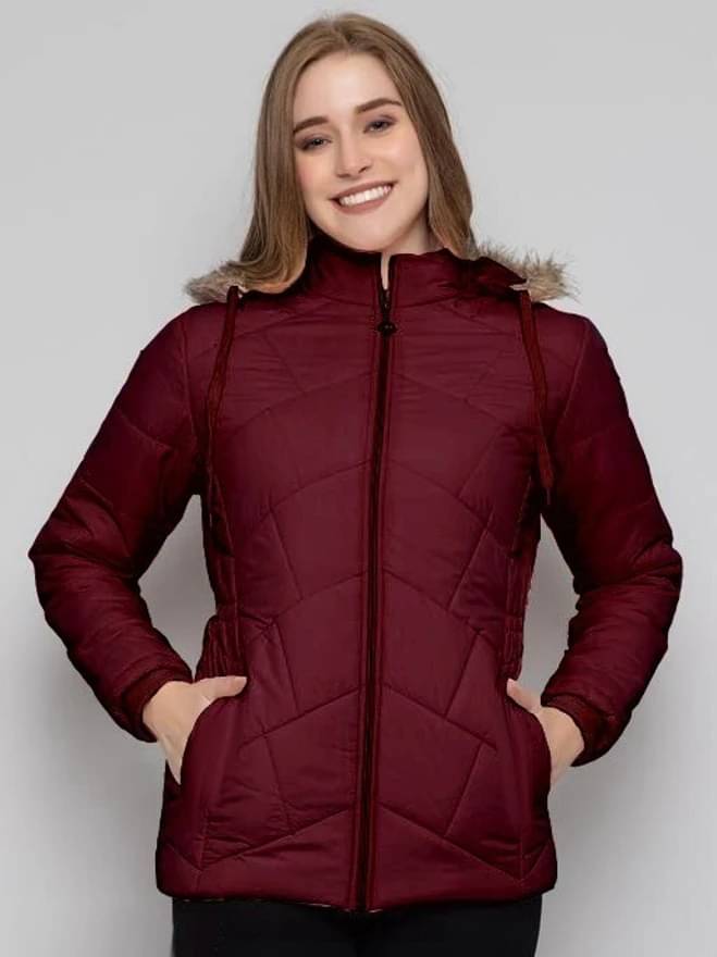     			eddicted - Nylon Maroon Puffer
