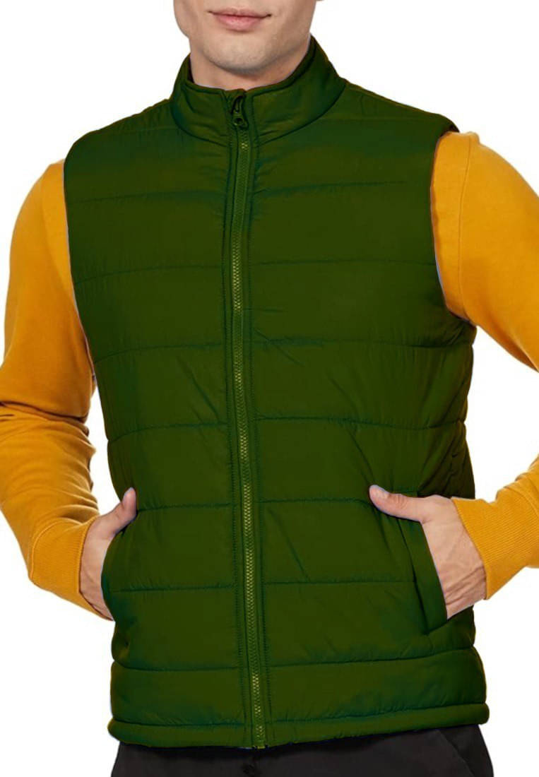    			eddicted Polyester Men's Quilted & Bomber Jacket - Green ( Pack of 1 )