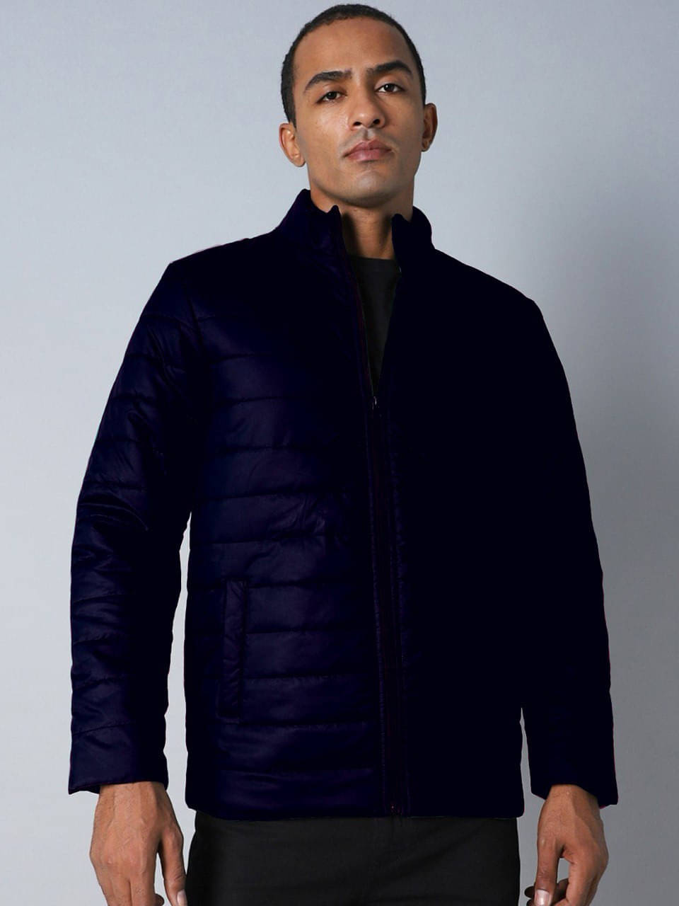     			eddicted Polyester Men's Quilted & Bomber Jacket - Navy Blue ( Pack of 1 )