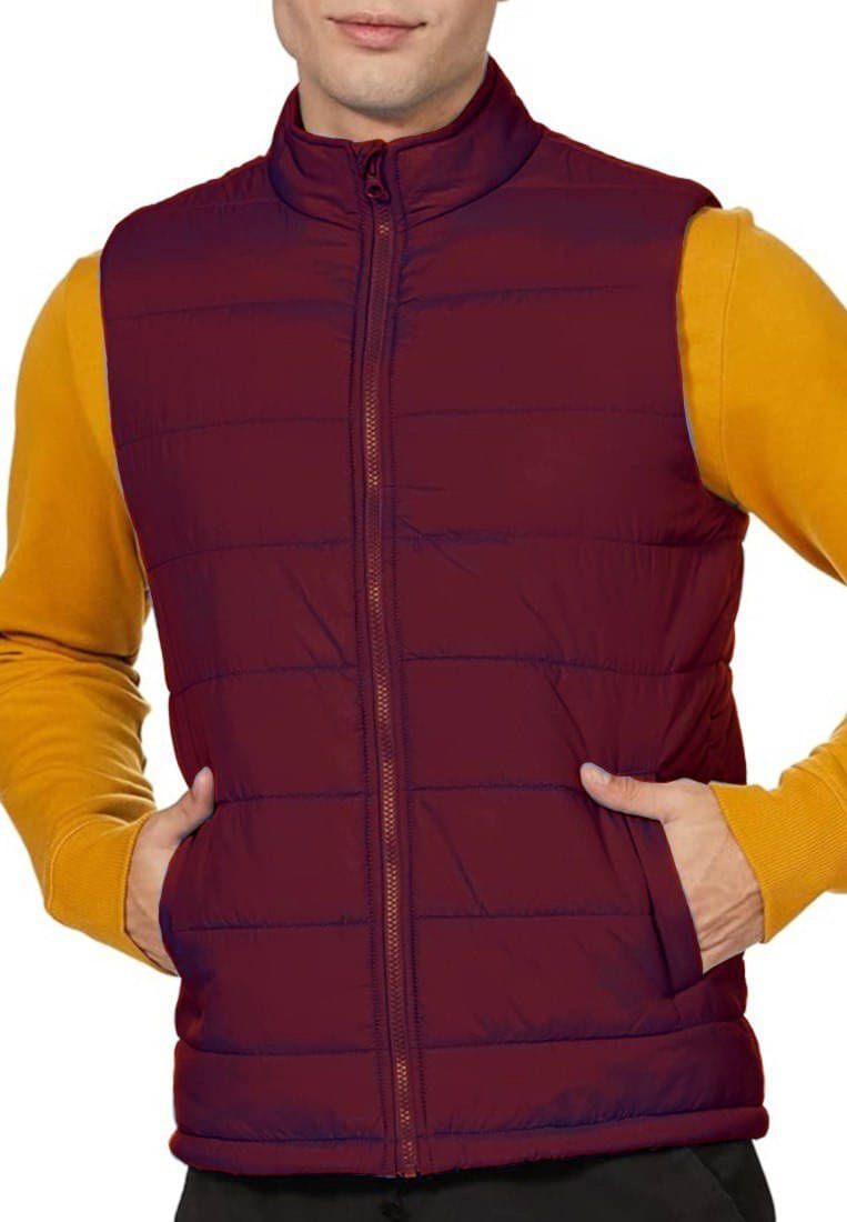     			eddicted Polyester Men's Quilted & Bomber Jacket - Maroon ( Pack of 1 )