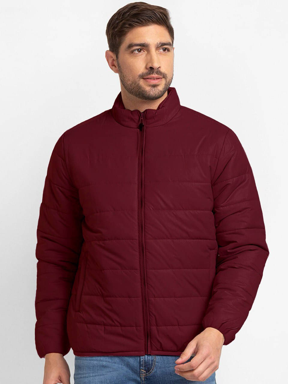     			eddicted Polyester Men's Quilted & Bomber Jacket - Maroon ( Pack of 1 )