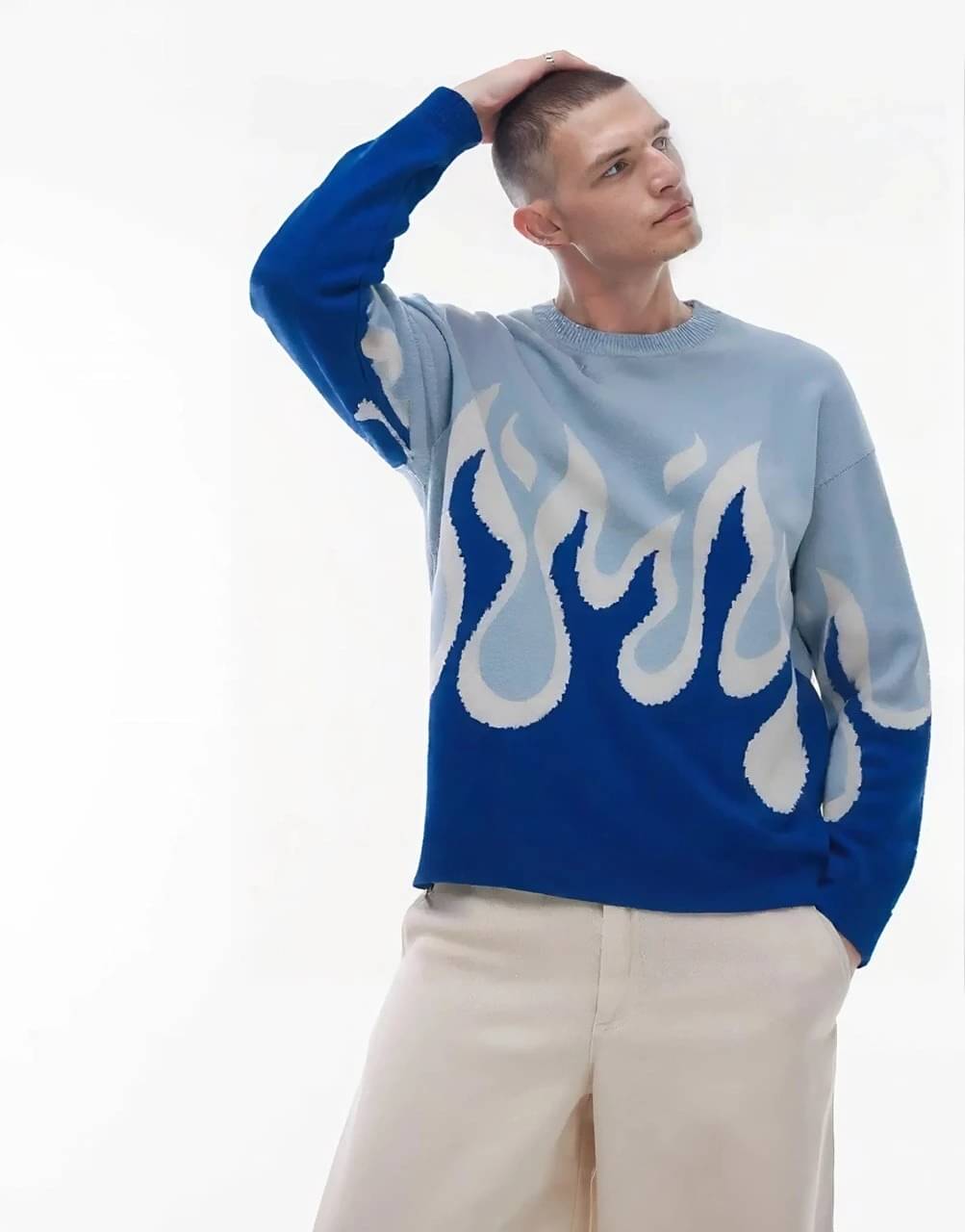 eddicted Woollen Round Neck Men's Full Sleeves Pullover Sweater - Blue ( Pack of 1 )     			eddicted Woollen Round Neck Men's Full Sleeves Pullover Sweater - Blue ( Pack of 1 )