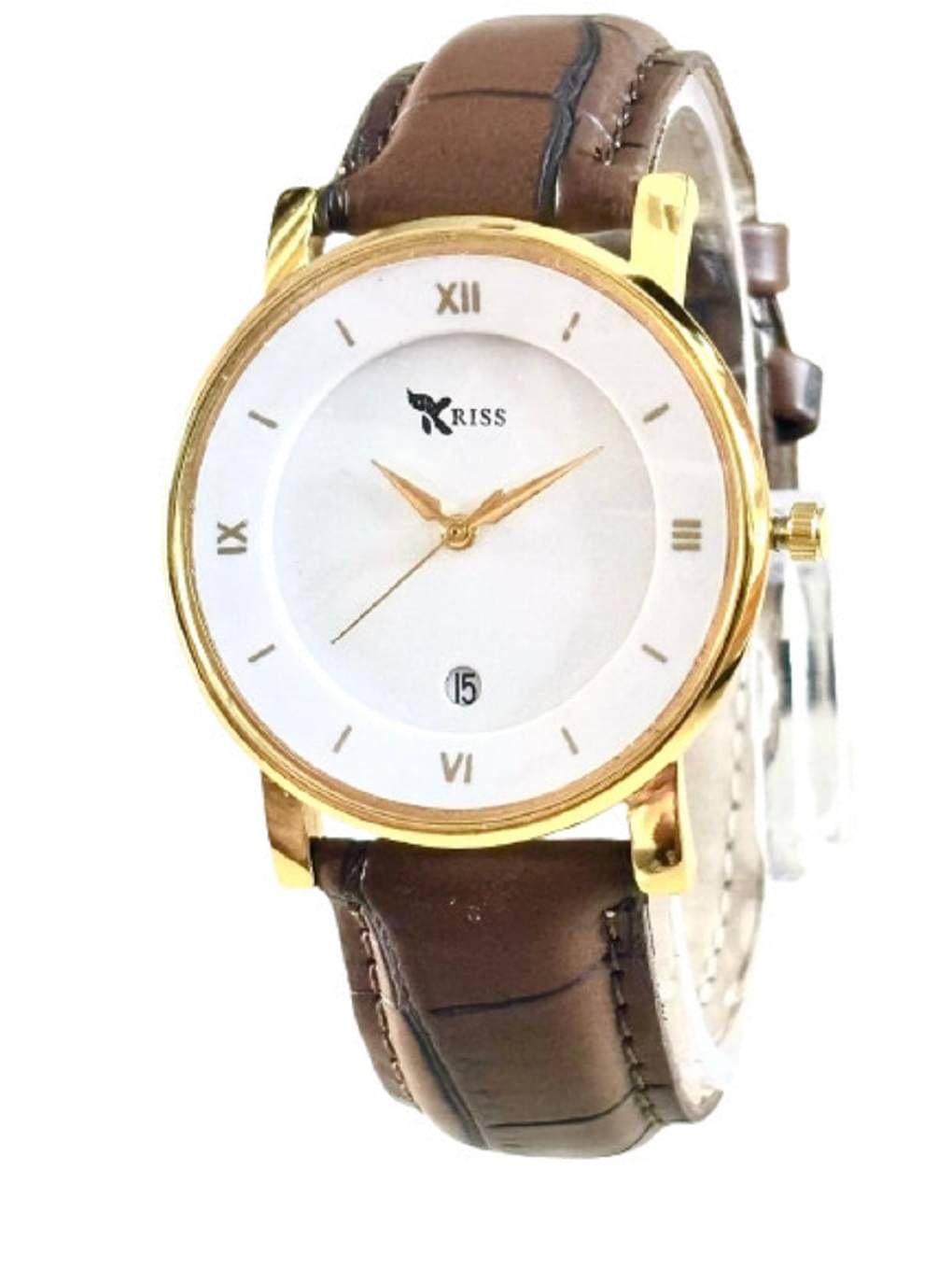     			kriss collection Brown Leather Analog Men's Watch