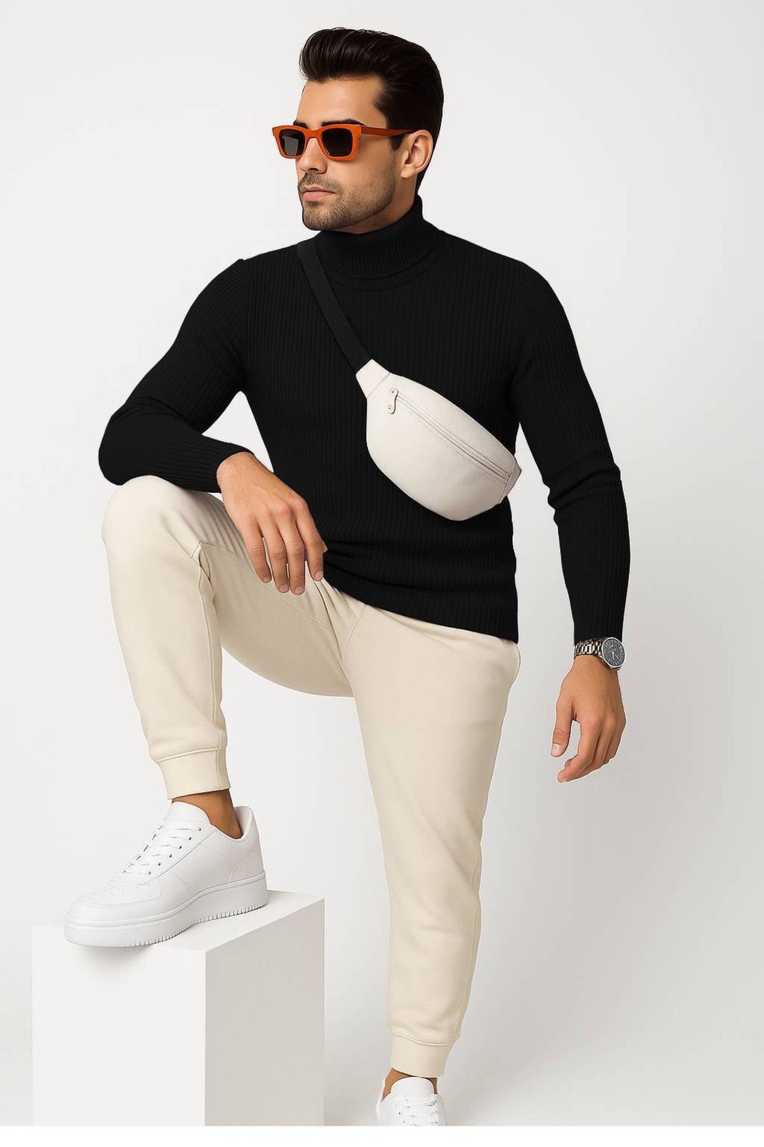    			nikline Woollen High Neck Men's Sweatshirt - Black ( Pack of 1 )