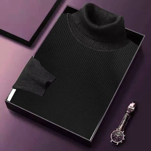 nikline Woollen High Neck Men's Sweatshirt - Black ( Pack of 1 )