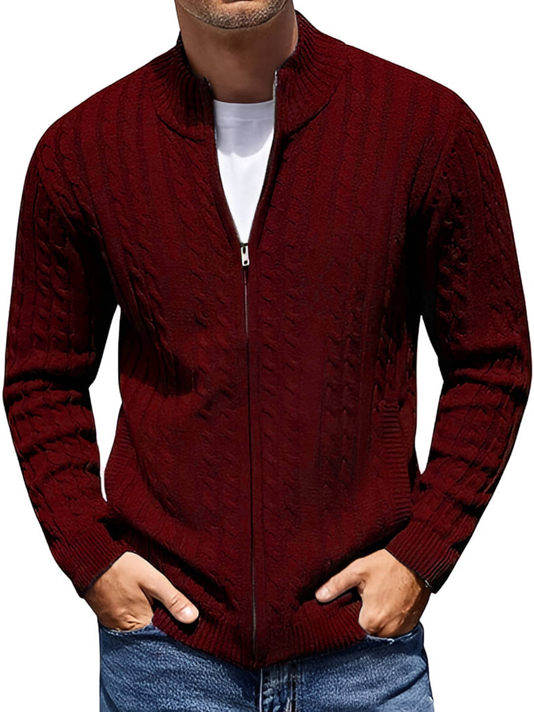 tysort Woollen High Neck Men's Full Sleeves Pullover Sweater - Beige ( Pack of 1 )