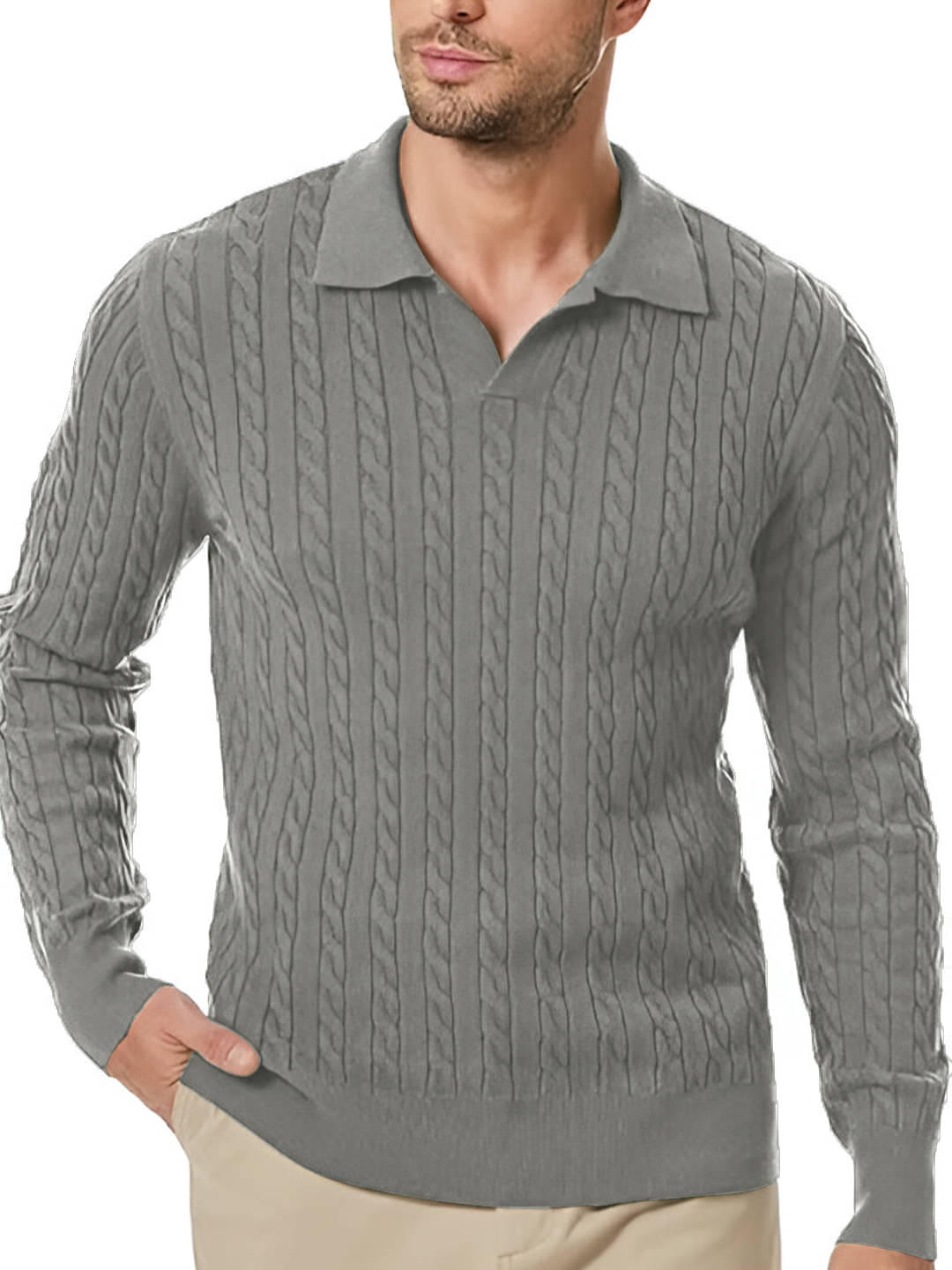     			tysort Woollen Polo Collar Men's Full Sleeves Pullover Sweater - Grey Melange ( Pack of 1 )