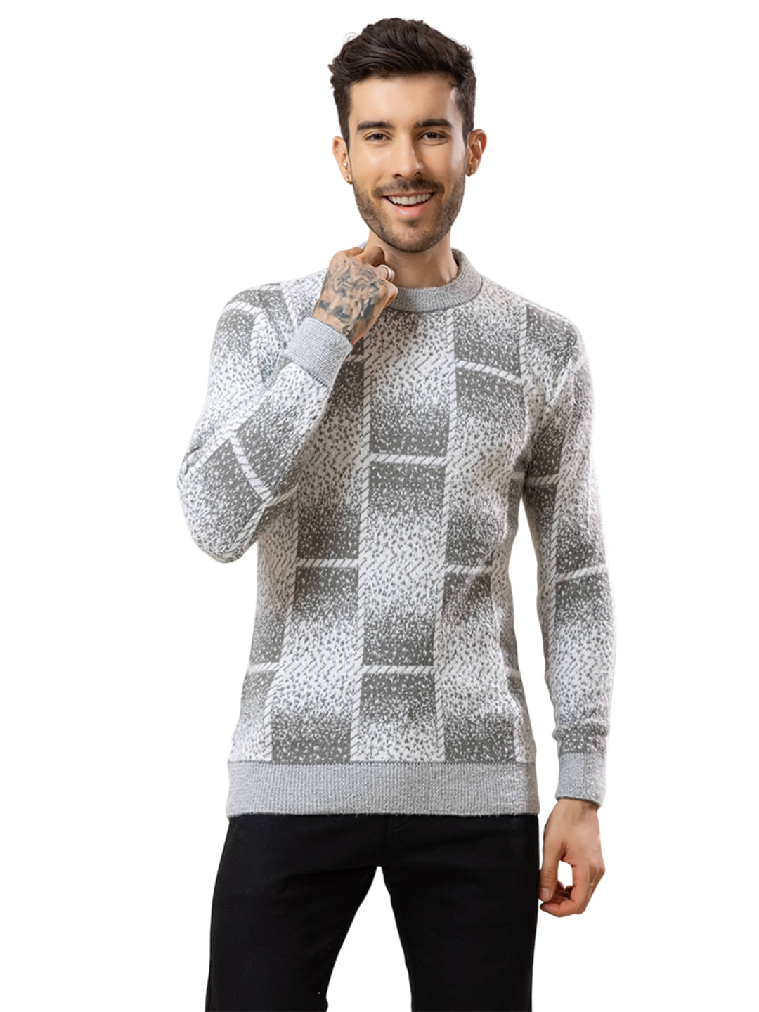     			tysort Woollen Round Neck Men's Full Sleeves Pullover Sweater - Grey Melange ( Pack of 1 )