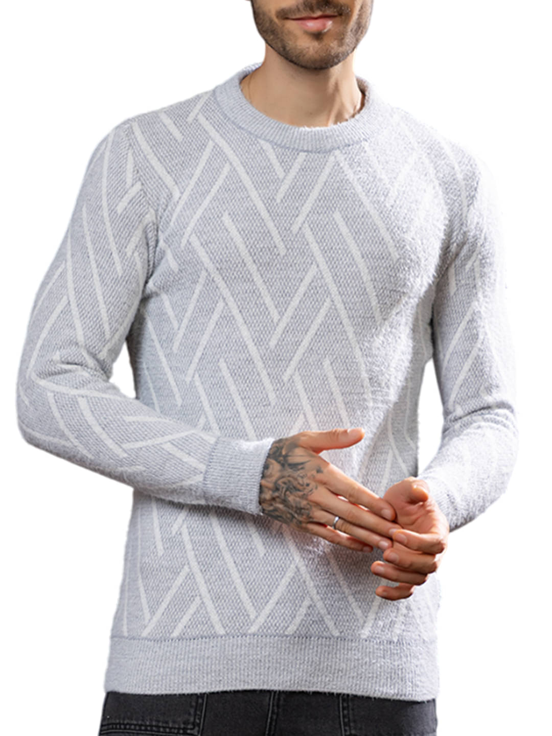     			tysort Woollen Round Neck Men's Full Sleeves Pullover Sweater - Grey ( Pack of 1 )