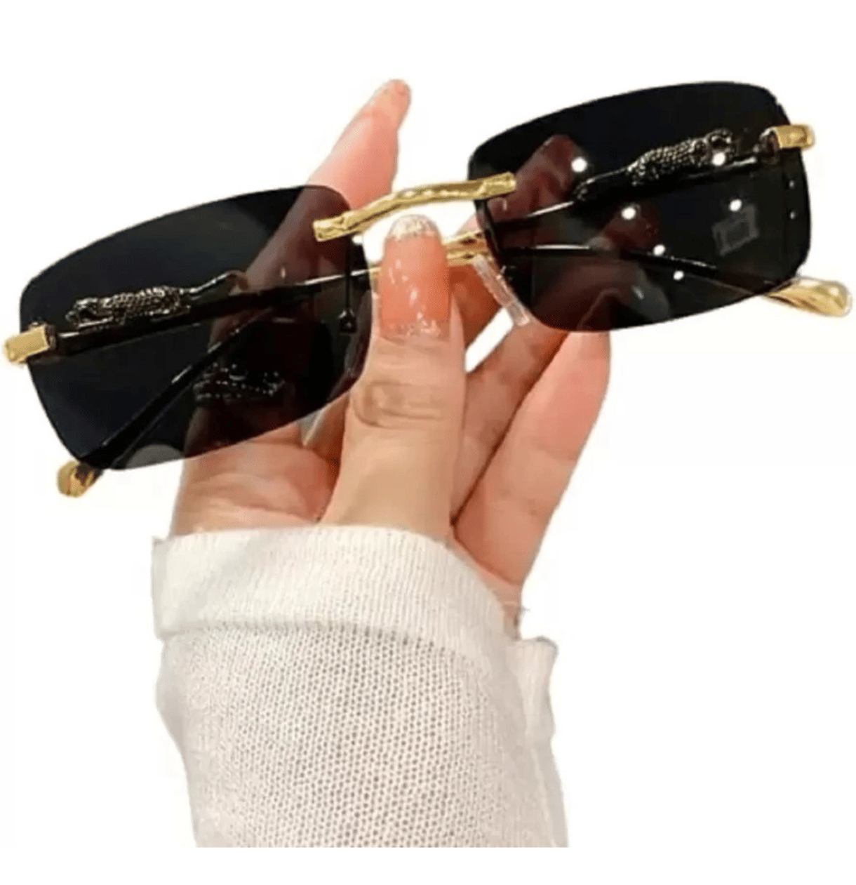     			AMAZEA Gold Rectangular Sunglasses ( Pack of 1 )