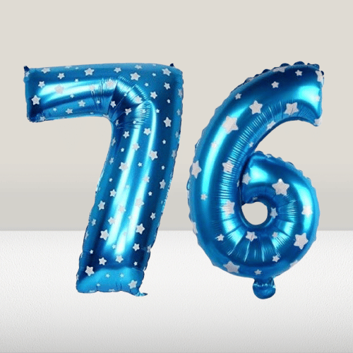     			Angolalark For Blue Foil Balloon 16 inch Size Birthday/Anniversary Decoration Items Pack of 1 | 76 Year Balloons | 76 Number