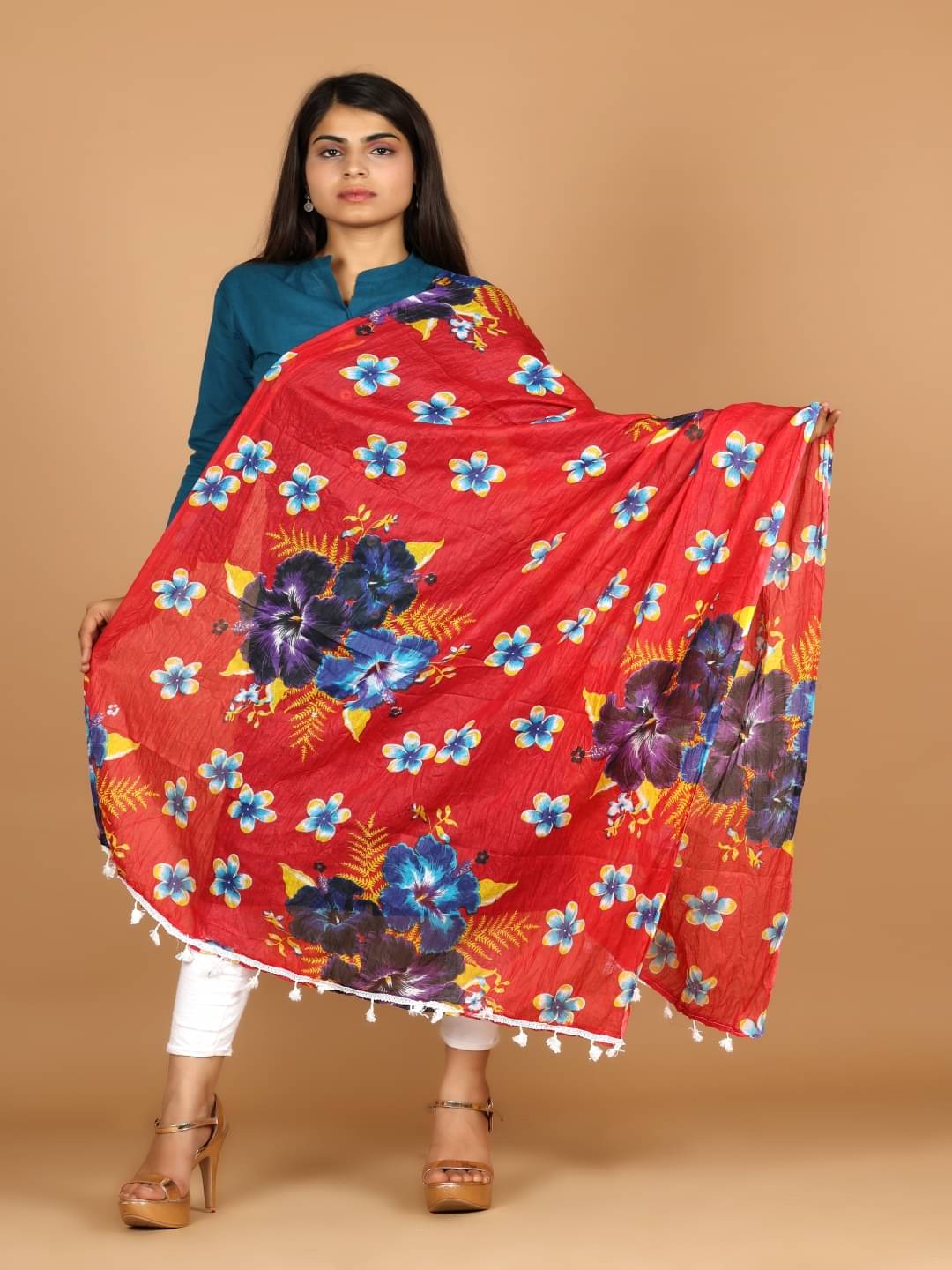     			Anjaneya Creations Women Rayon Dupatta ( Red , Pack of 1 )