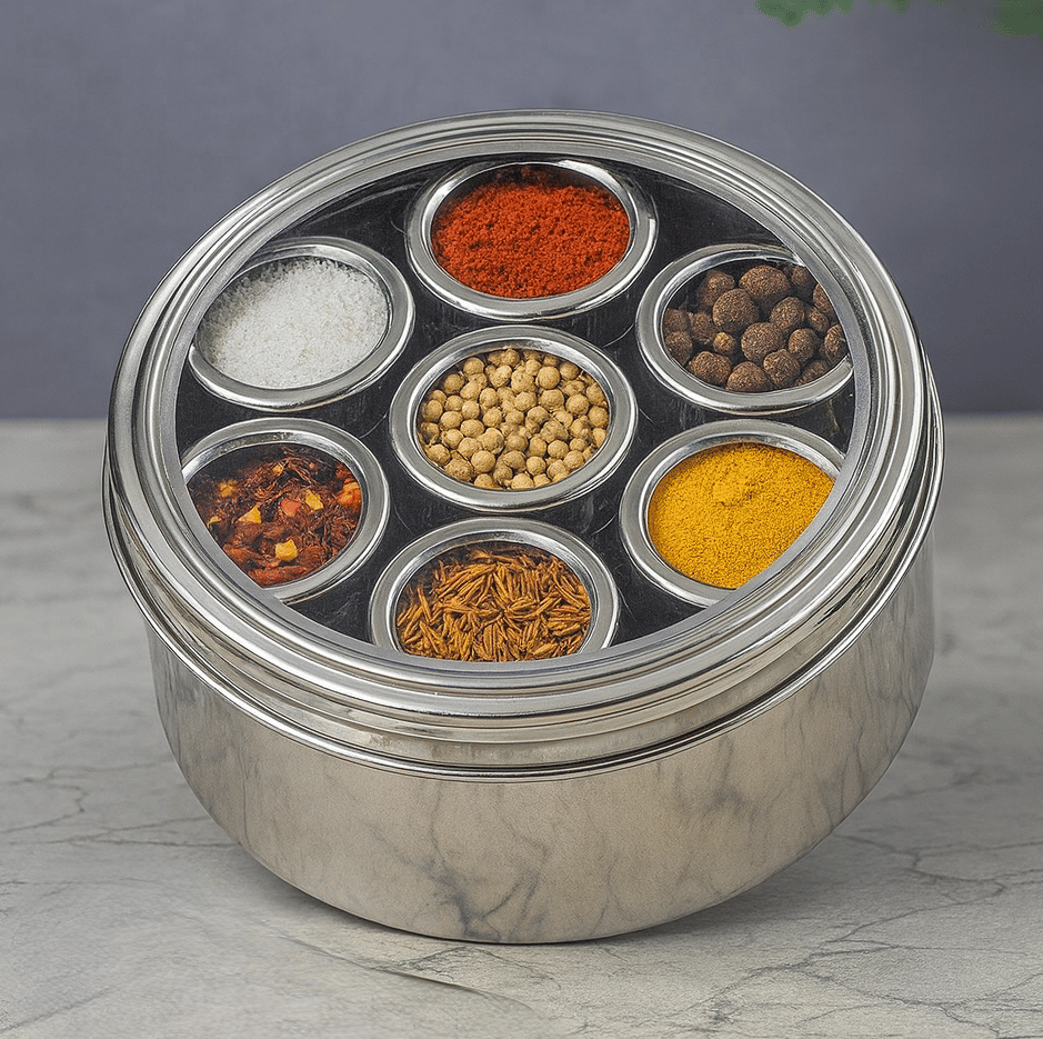     			Aquasleri 7 in 1 Masala Steel Silver Spice Container ( Set of 7 )