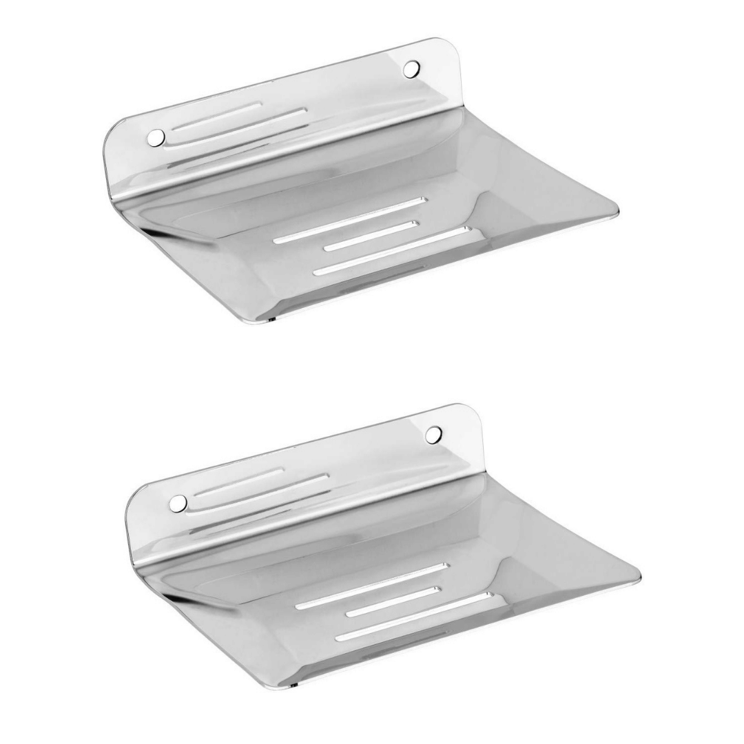     			BATHONIX Platina Square Stainless Steel Single Soap Dish Holder for Bathroom Wall Mount in Chrome Finish for Wash Area/Kitchen & Bathroom (Set of 2)