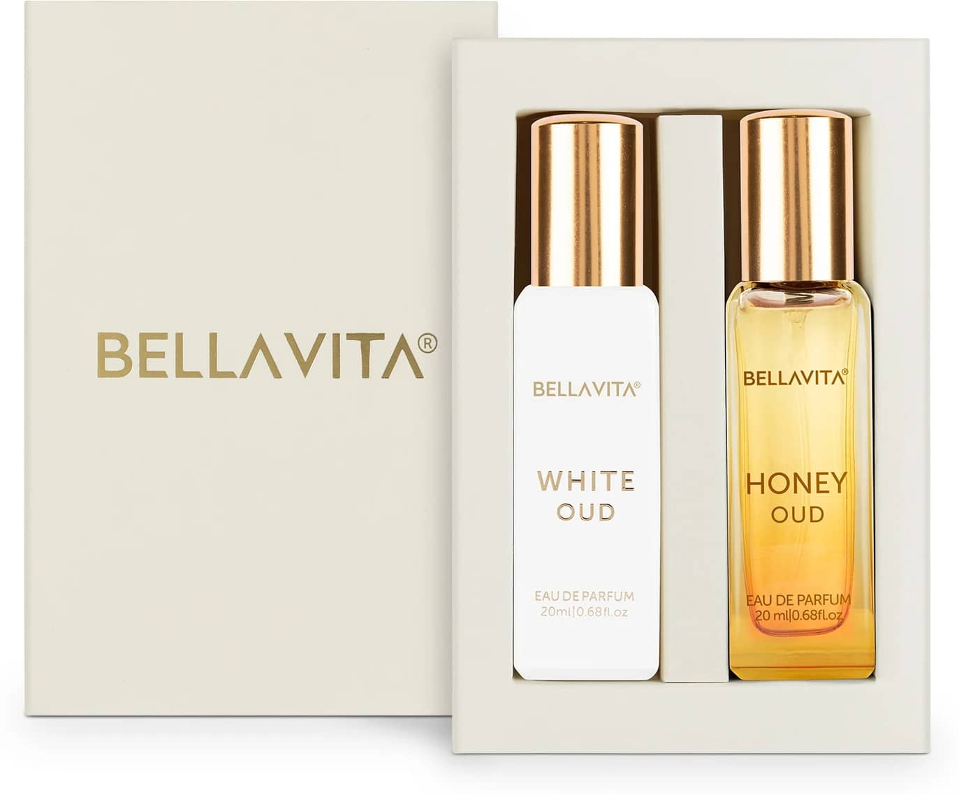Bella Vita Luxury White Oud & Honey Oud | Long Lasting Perfume | Perfume for Man & Woman | EDP 2x20ml | Honey, Lemon & Patchouli | Premium Fragrance