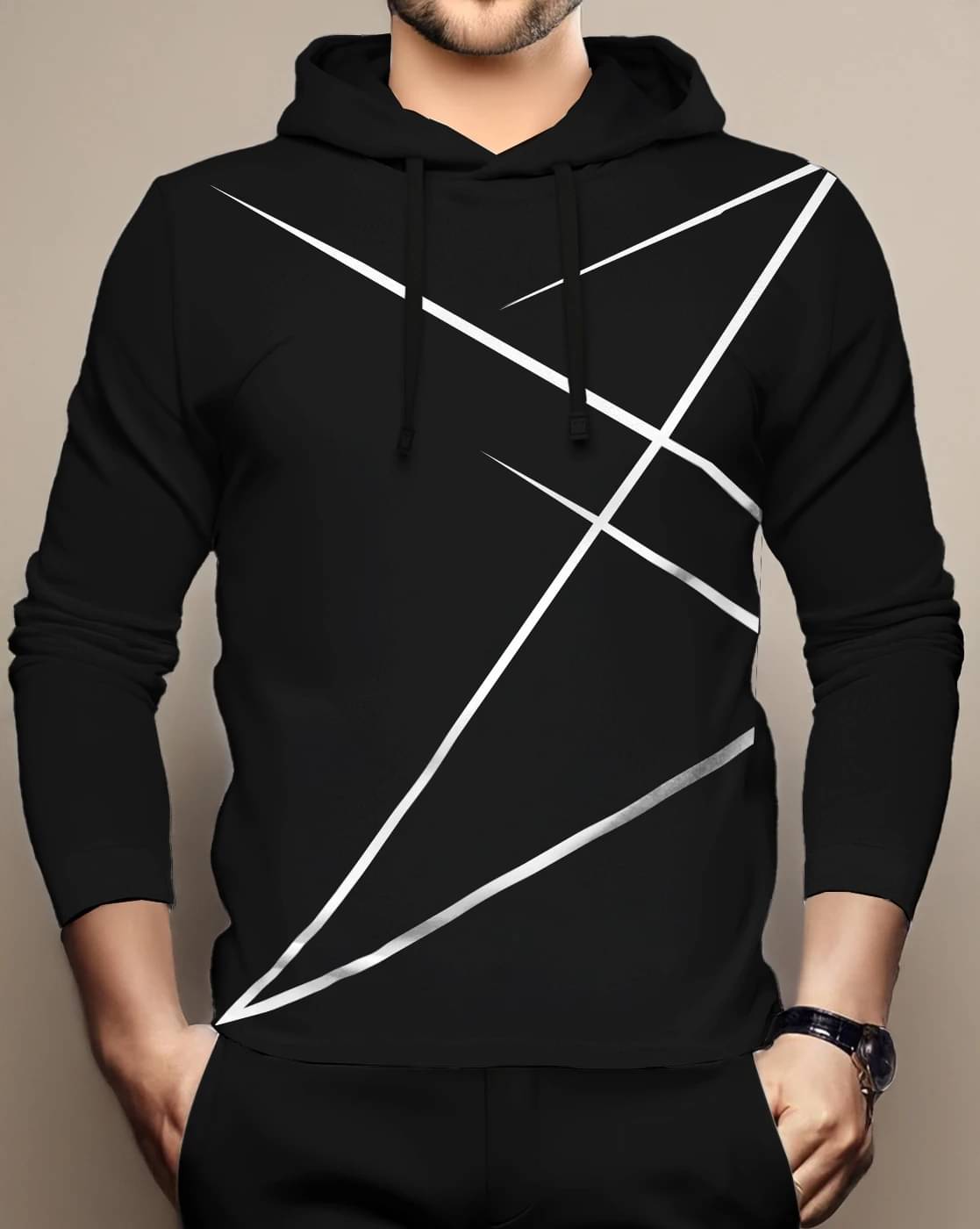     			BLIVE Men Cotton Blend Regular Fit Striped T-Shirt ( Black )