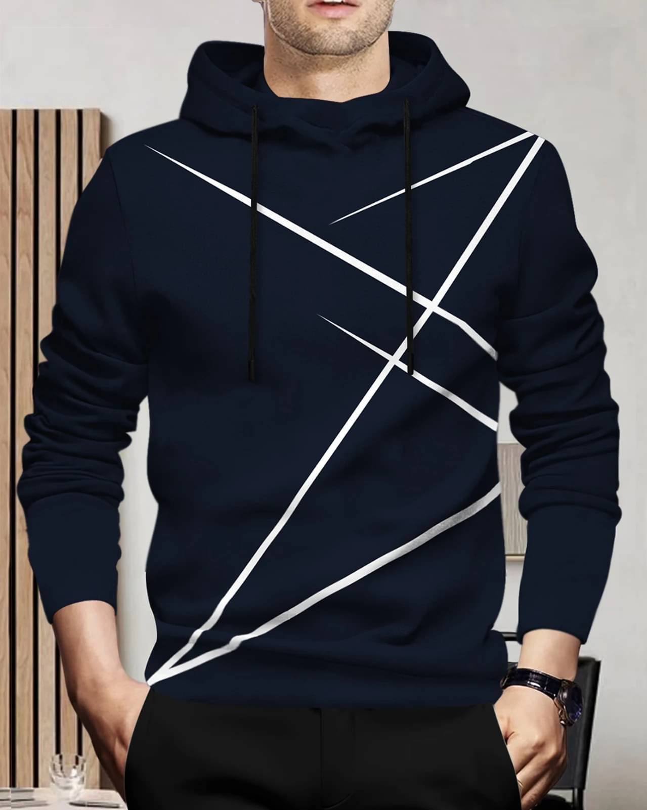 BLIVE Men Cotton Blend Regular Fit Striped T-Shirt ( Navy Blue ) BLIVE Men Cotton Blend Regular Fit Striped T-Shirt ( Navy Blue )